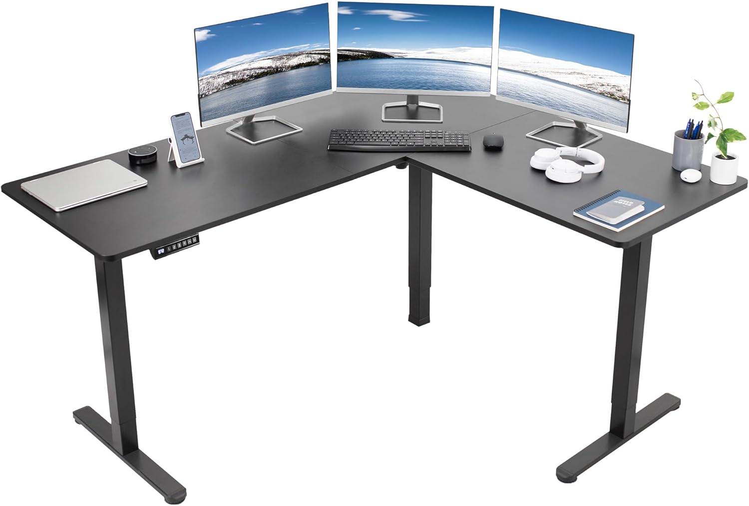 VIVO Electric L-Shaped Corner Standing Desk